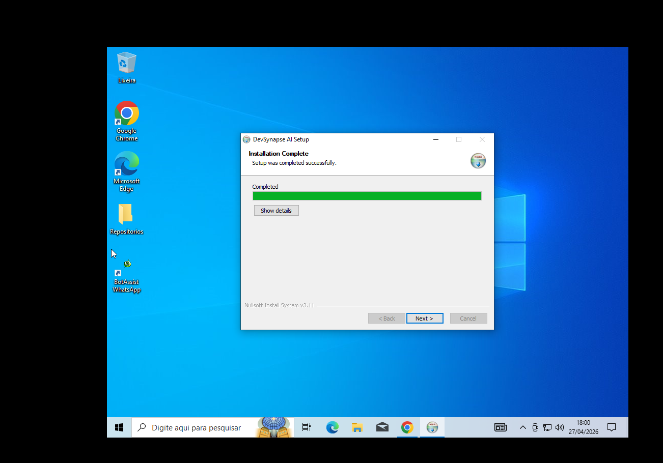 Tela de configuração do DevSynapse AI